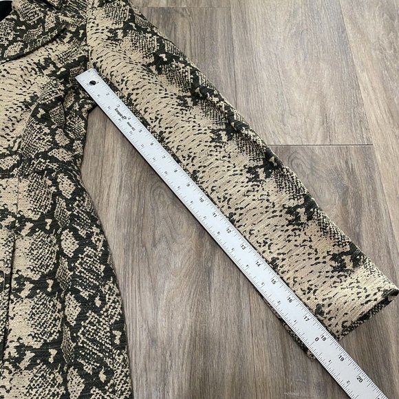 Rachel Roy Women’s Olive Reptile Snake Cotton Button Front Long Length Jacket S - Picture 11 of 14